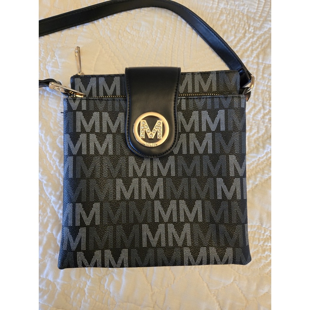 MKF Collection By Mia K Medina Black Crossbody Bag Purse Vegan Leather Bargain
